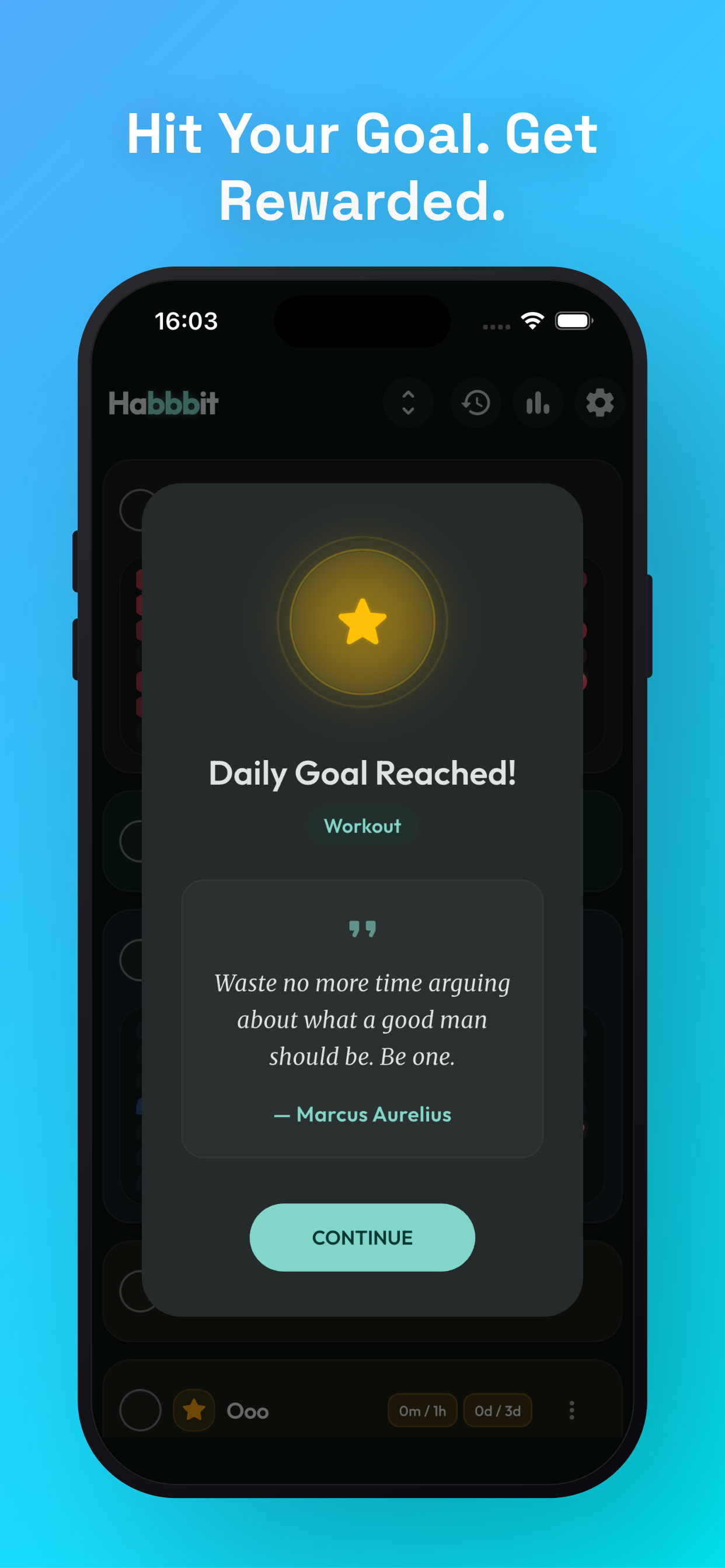 Goal completion and quote screen