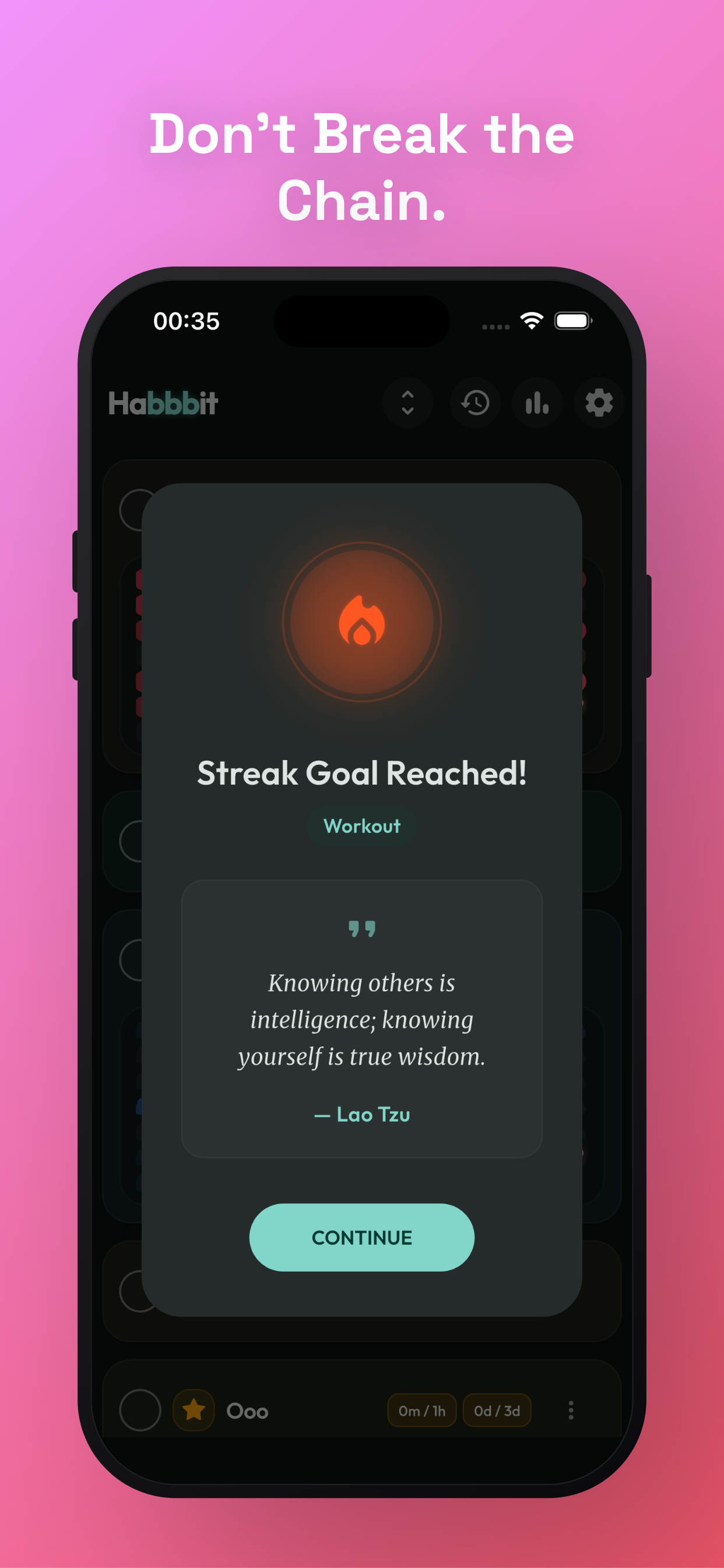 Habbbit streak screen with pixel streak art
